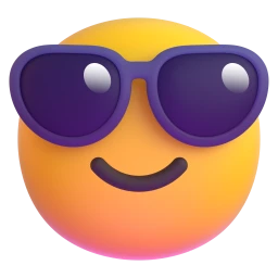 Émoji visage souriant avec lunettes de soleil